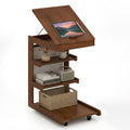 ELLEGNT 1 PCS Rolling C-Table with Storage Pocket, Height-Adjustable Top, Edge Stopper, Brown