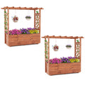 ELLEGNT 2 PCS Wooden Raised Planter with Lattice Trellis and Hanging Roof-Drainage Holes