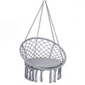 ELLEGNT Boho Swing Chair-Round Cushion Hammock Seat for Indoor and Outdoor Gray