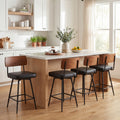 ELLEGNT 4 PCS 27 in Padded Counter Barstools Set  with Wooden Backrest and Metal Legs  Black