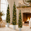 ELLEGNT 3ft 4ft 5ft Artificial Prelit Slim Artificial Christmas Tree Set of 3 8 Modes Timer
