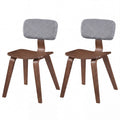 ELLEGNT Set of 2 Teddy Velvet Dining Chairs, with Ergonomic Seat and Padded Backrest for Kitchen Gray and Walnut