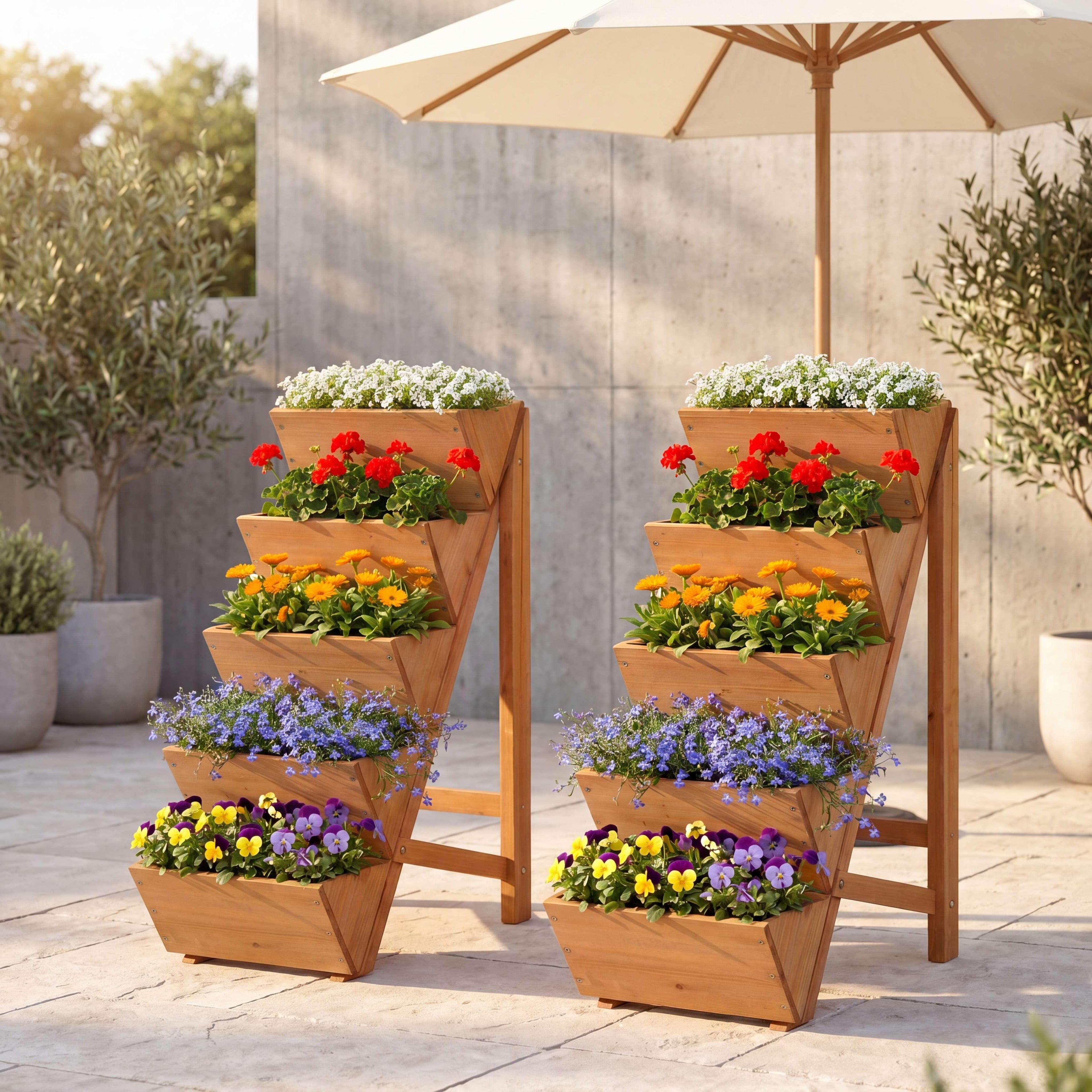 ELLEGNT 2 PCS 5?Tier Vertical Planter with Legs-Raised Garden Bed for Growing Vegetables, Flowers, Herbs, Orange