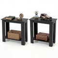 ELLEGNT 2 PCS Modern Sofa Side Table-2?Tier Compact Nightstand with Storage Shelf for Bedroom or Living Room