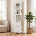 ELLEGNT Bathroom Floor Storage Cabinet-5 Shelves + 2 Drawers, Multifunctional Organizer for Living Room, Entryway