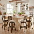ELLEGNT 30.5 in Swivel Bar Stools Set of 4-Upholstered Seat with Backrest for Pub Island or Home Bar Brown