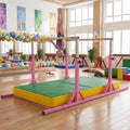 ELLEGNT 13-Level Adjustable Double Horizontal Bars-33 in-57 in Height Range and Width-Adjustable Pink