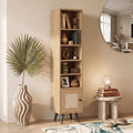 ELLEGNT 1 PCS 6?Tier Storage Cabinet-54 Inch Tall Narrow Bookcase with Adjustable Shelf, Natural