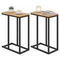 ELLEGNT 2 PCS C-Shaped End Table with Adjustable Foot Pads-Small Snack Side Table for Living Room, Couch, or Bedroom Gray Oak