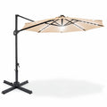 ELLEGNT Solar LED Cantilever Umbrella-10 FT, 360¡ã Swivel, Easy Tilt for Patio or Garden, Beige