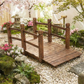 ELLEGNT 5 ft Solid Wood Garden Bridge-Stained Arch Walkway for Pond or Pathway Brown