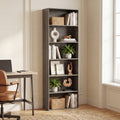 ELLEGNT 1 PCS 6-Tier Open Shelves Bookshelf with Anti-Tipping Kits- Storage Rack for Living Room, Bedroom, Study, Gray