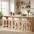ELLEGNT 4-Pack 24.5 in Bar Stools, Counter Height with Footrest, Solid Rubberwood Legs White