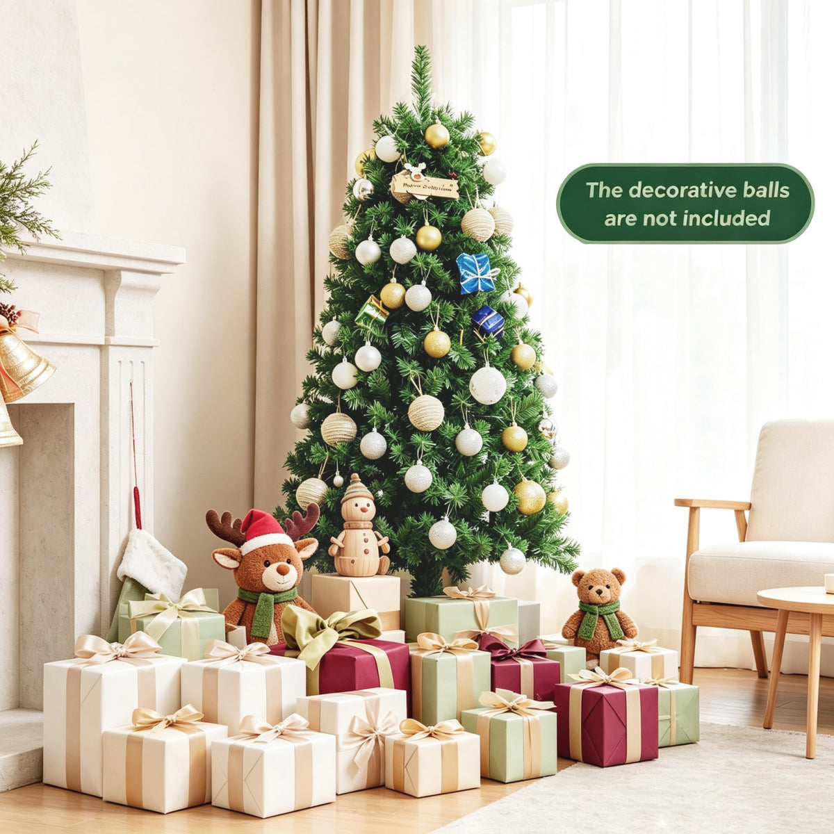 ELLEGNT 5ft Fiber Optic Artificial Christmas Tree Full Shape Metal Stand 449 Tips