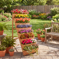 ELLEGNT 1 PCS 8?Tier Vertical Planter with Legs-Raised Garden Bed for Growing Vegetables, Flowers, Herbs, Orange