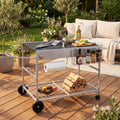 ELLEGNT Fits 18 in and 22 in Weber Kettle-Outdoor Grill Table with Wire Rack, Includes Garbage Can