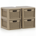 ELLEGNT 2 PCS 2?Drawer Storage Unit for Bedroom and Bathroom-with Wicker Texture and Handles, Tan