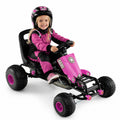 ELLEGNT Premium Kids Go Kart 4-Wheel Pedal Car with Hand Brake Adjustable Seat for Ages 3+, Pink