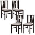 ELLEGNT 4 PCS Upholstered Rubber Wood Dining Chairs ¨C Fabric Padded Seat, Slatted Curved Back, Farmhouse Armless Side Chairs for Kitchen