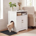 ELLEGNT Wooden Cat Litter Box Enclosure-Hideaway Cabinet with Easy-Clean Mat and Storage Compartment