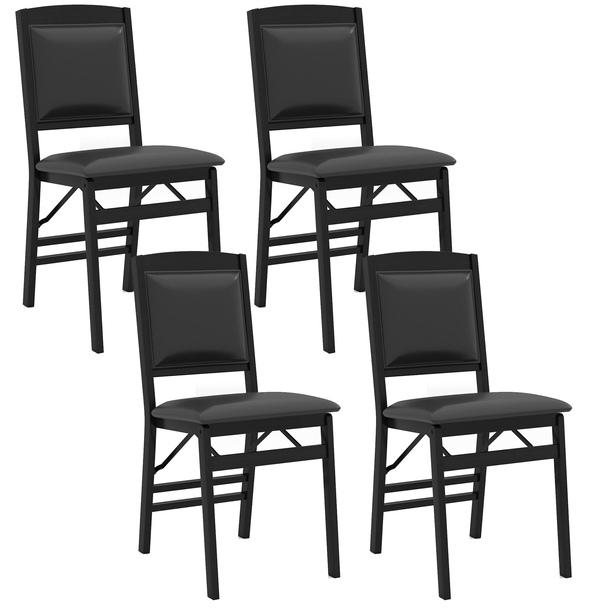 ELLEGNT 4 PCS Foldable Chairs with High Backrest and PVC Padded Seat-Lightweight, Space?Saving, Black