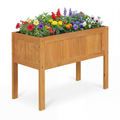 ELLEGNT 1 PCS Elevated Wooden Planter Box Raised Garden Bed, Includes Bed Liner and Drainage Holes
