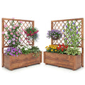 ELLEGNT 2 PCS 40 in Raised Garden Bed with Trellis-Wooden Planter Box for Climbing Vines and Flowers, Orange
