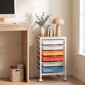 ELLEGNT Wooden Top Rolling Storage Cart-6 Drawers, Lockable Casters, Metal Frame, for Art and Craft, Natural + Macaron