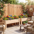 ELLEGNT 2 PCS Natural Fir Raised Garden Bed- Wooden Planter Box with Legs and Drainage Holes