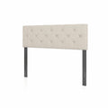 ELLEGNT Queen/Full Size Upholstered Headboard Tufted Linen, Foam Padding, Wood Legs, 2 Adjustable Widths, Bedroom Mount Panel, Beige