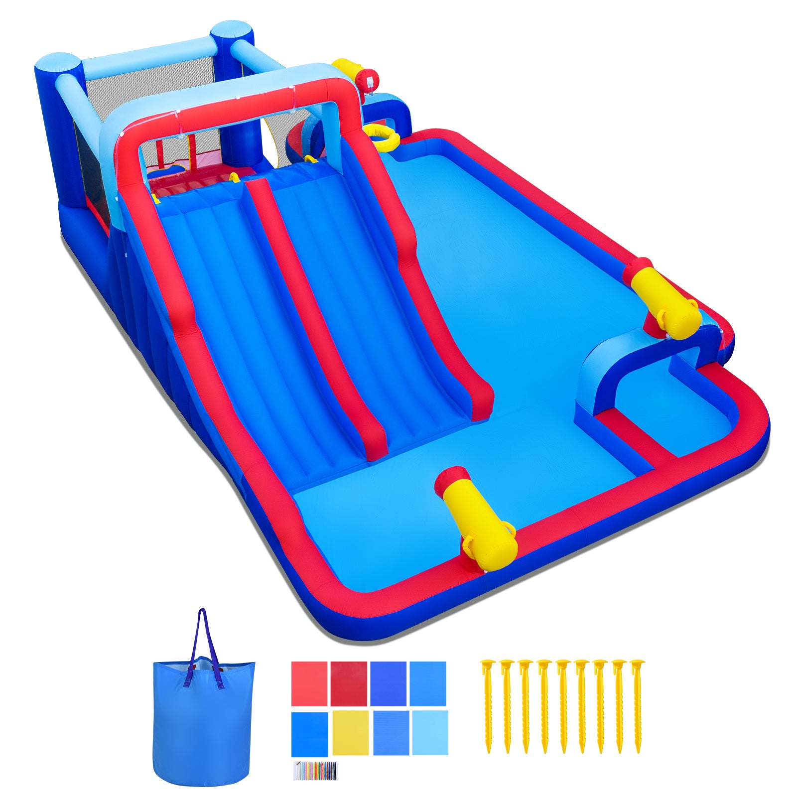 ELLEGNT Kids Bounce House with Water Slide and Splash Pool-Inflatable Water Park, Without Blower