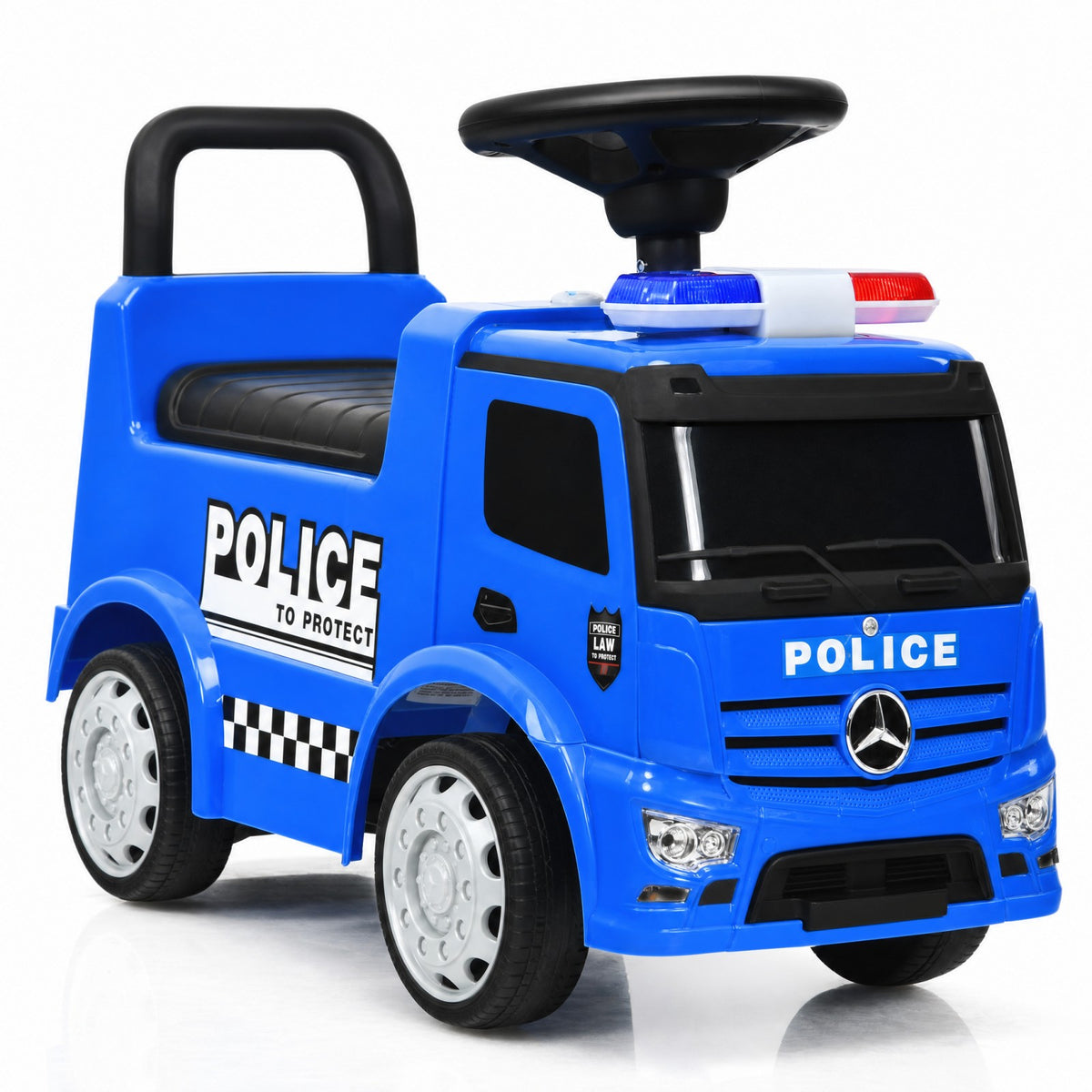 ELLEGNT Licensed Mercedes Benz Police Ride On Car with Push Handle Siren Storage 12 to 36 Months