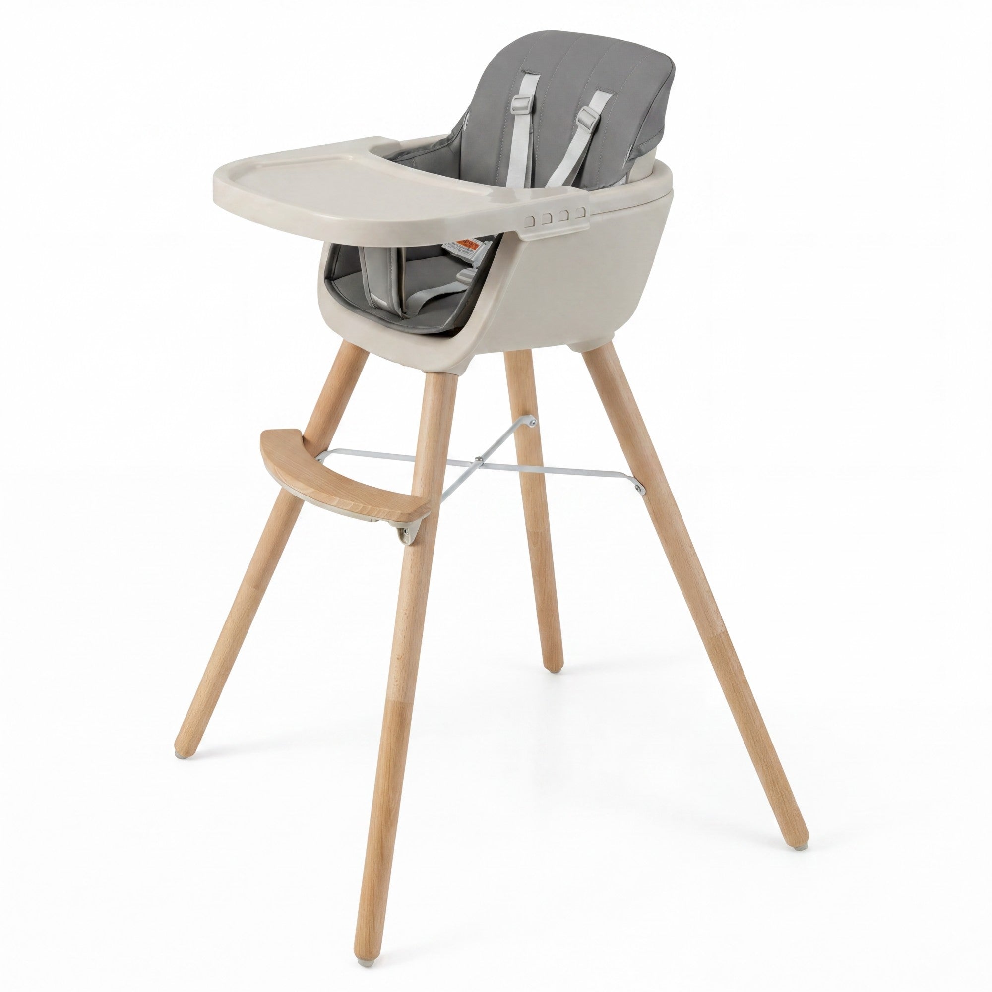 ELLEGNT 6-in-1 Baby High Chair, Feeding Chair, Convertible Highchair with 5-Point Harness, Removable Tray & PU Cushion for Babies and Toddlers in Gray