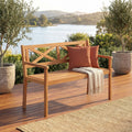 ELLEGNT Slatted Acacia Wood Loveseat-47 in Outdoor 2-Person Bench with Backrest and Armrests, Patio Garden Chair for Backyard, Porch, Deck