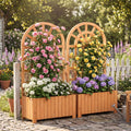 ELLEGNT 2 PCS Wooden Raised Garden Bed with Trellis-48 in Planter Box, Drainage Holes Brown