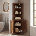 ELLEGNT 68 in Corner Bathroom Storage Cabinet-6-Tier Space Saver with Fluted Doors, Tall Unit for Bathroom, Walnut