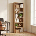 ELLEGNT 1 PCS 6-Tier Open Shelves Bookshelf with Anti-Tipping Kits- Storage Rack for Living Room, Bedroom, Study, Natural