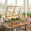 ELLEGNT Wooden Raised Garden Bed with Cold Frame Cover-Portable Greenhouse for Plant Protection