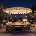 ELLEGNT Solar LED 10 FT Patio Umbrella-Includes 32 Lights, Weighted Base, Sandbags, Beige