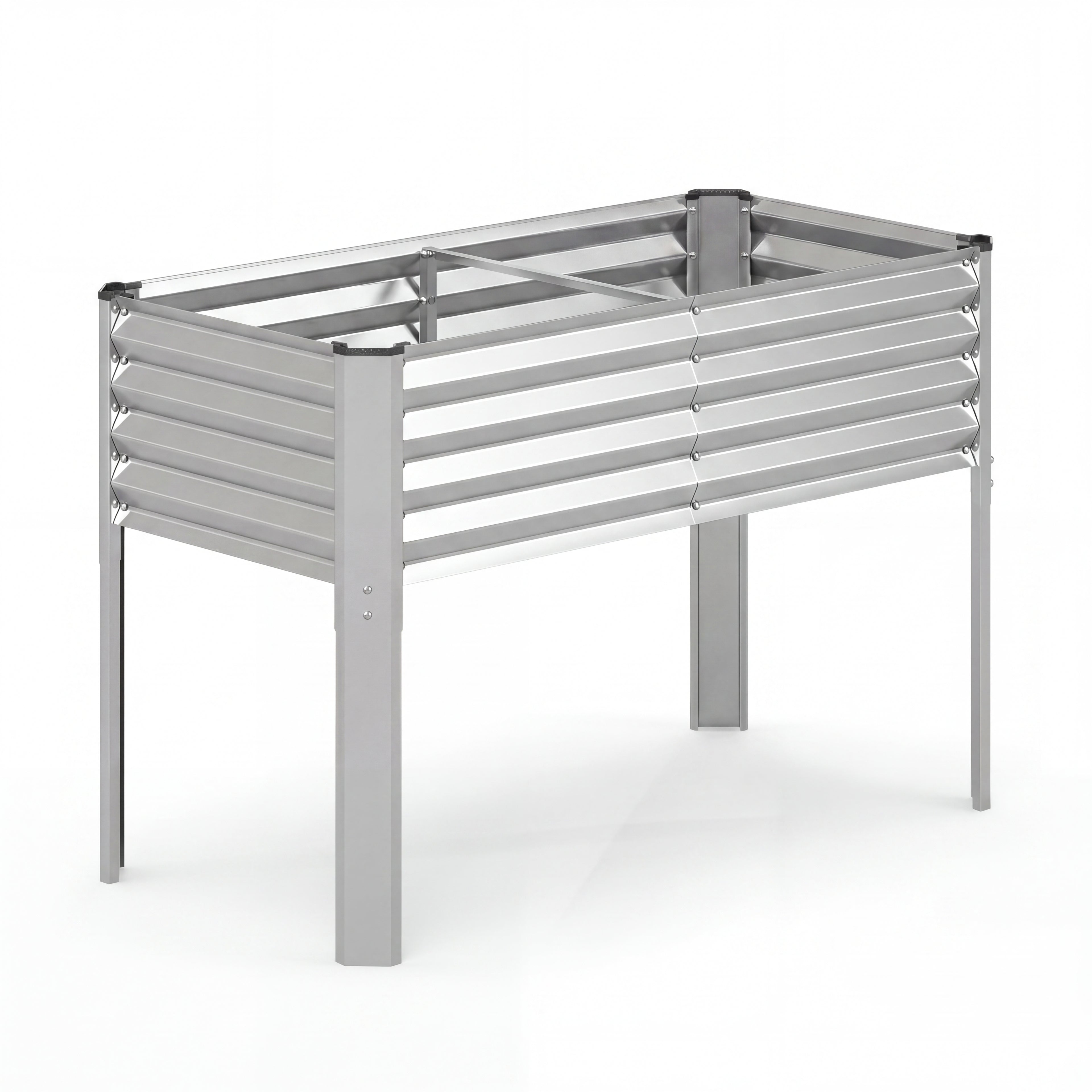 ELLEGNT 1 PCS Metal Raised Garden Bed-Galvanized Planter Box with Legs, Elevated for Vegetables, Silver