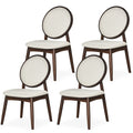 ELLEGNT 4 PCS Upholstered Linen Side Chairs-Round Backrest Dining Chairs, Beige