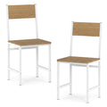 ELLEGNT 2 PCS Wide Seat Dining Chairs with Slanted Back, Metal Legs for Living Room, Natural