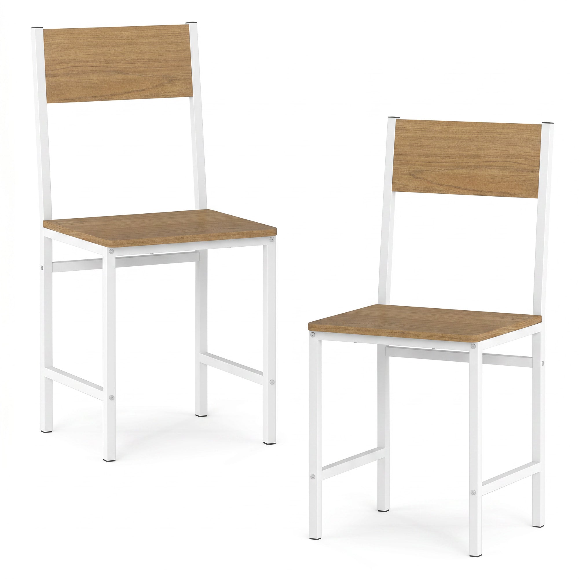 ELLEGNT 2 PCS Wide Seat Dining Chairs with Slanted Back, Metal Legs for Living Room, Natural