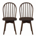 ELLEGNT 2 PCS Farmhouse Spindle Swivel Dining Chairs-Solid Rubber Wood for Kitchen Island or Dining Table, Walnut