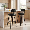 ELLEGNT 2 PCS Bar Height Swivel Stools-Faux Leather Upholstered Seat and Back, Black