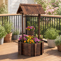 ELLEGNT Brown Fir Wood Wishing Well Planter with Hanging Bucket 22 x 22 x 47 in Garden Decor