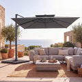 ELLEGNT 10 FT Patio Cantilever Umbrella-Square Offset Hanging, 360¡ã Swivel, Sturdy Ribs, Air Vent, Cross Base, Heavy?Duty Outdoor Shade, Gray