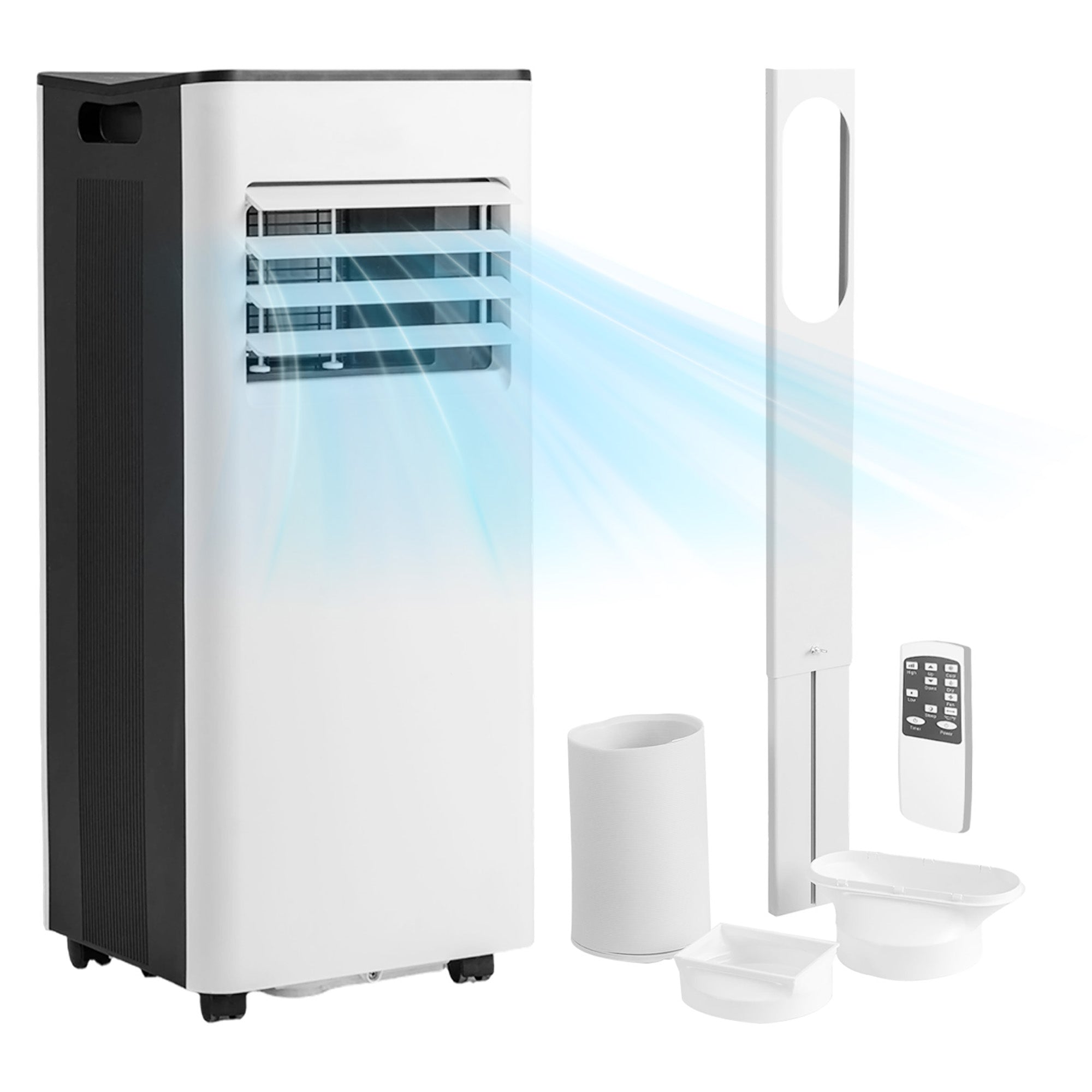 ELLEGNT Portable Air Conditioner, 8000 BTU Standing AC Unit, Mobile Air Cooler with Fan and Dehumidifier, Sleep Mode Remote Control and 24H Timer for Rooms Up to 350 Sq.Ft