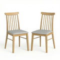 ELLEGNT 2 PCS Spindle Back Dining Chairs with Rubber Wood Frame-Padded Seat Kitchen Chairs for Restaurant, Home, or Cafe, Gray + Natural