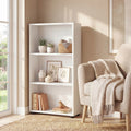 ELLEGNT 1 PCS 3-Tier Bookcase-42 in Bookshelf with Anti-Tipping Kit for Home Office, Living Room, or Study White